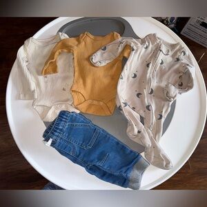 Cloud Island, Cat & Jack Kids Bodysuit Set - Cream, Mustard, and Gray